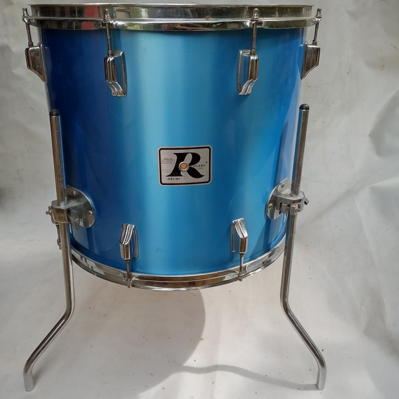 Rogers 16x18"XP8 Blue Mist Floor Tom Drum 8Ply Keller 100% Rock Maple Vintage80s — main photograph