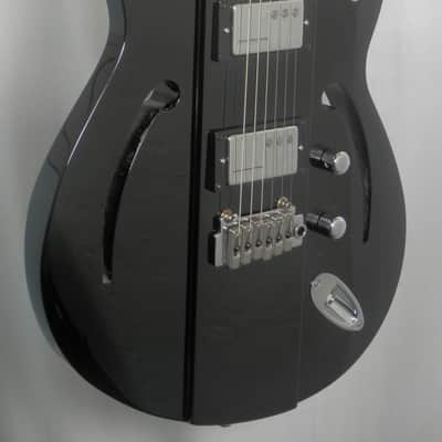 Reverend AirSoinc W Midnight Black Semi Hollow Thru-Body F Holes w/ WIlkinson Trem image 2