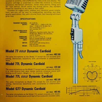 Vintage 1950's Astatic 77L dynamic cardioid microphone with F-11 adapter / cable Multi Z image 2