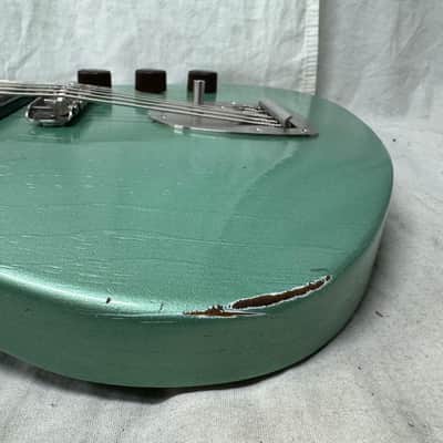 Maghini Guitars Skylark Baritone Guitar with COA + Gator Case 2023 - Lightly Aged Jade Metallic image 17
