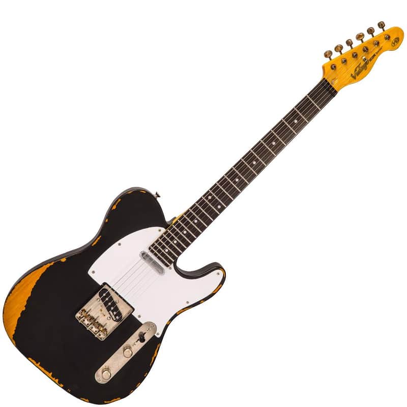 Vintage Vintage V62 ICON Electric Guitar ~ Distressed Black Di...