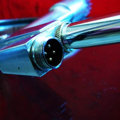 Vintage 1960's Calrad DM-21 dynamic Satin Chrome microphone w desk stand Lafayette Olson Aiwa display repair image 13