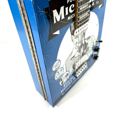 Awesomesauceguitars electric guitar made from a vintage microscope box Diddley Bo cigarbox guitar The Boxcaster 2026 - Blue box image 10