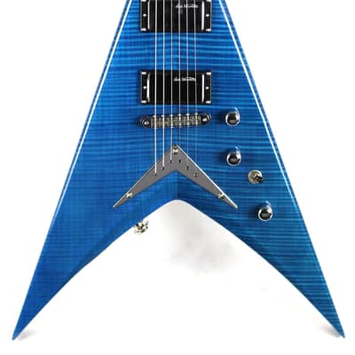 New! 2015 Dean Dave Mustaine VMNT Limited Edition Flying V Guitar - Trans Blue Flame Top! image 2