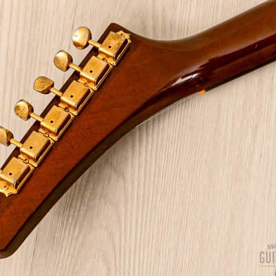 1990s Burny REX-80 Explorer Vintage Electric Guitar Walnut w/ Case, Japan Fernandes image 5