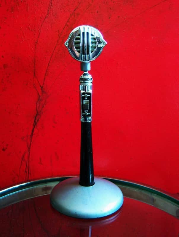 Vintage 1940's Astatic N-80S Crystal microphone High Z w Astatic E6G stand harp mic HAM radio 10C 10D image 1