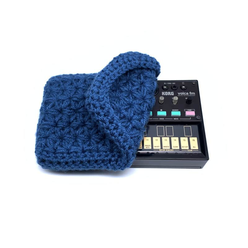 Jasmine stitch crochet dust cover for Korg Volca series modules - Denim image 1
