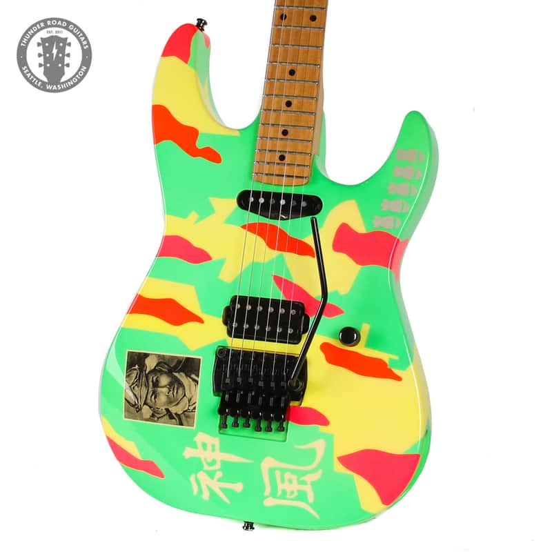 1989 ESP Kamikaze 4 IV Fluorescent Green George Lynch NAMM Model Banana Headstock image 1