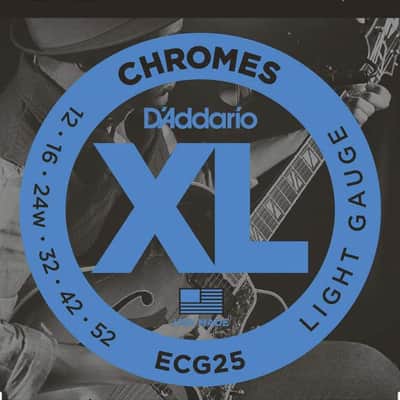 D'Addario ECG25 Chromes Flat Wound Electric Guitar Strings, Light, 12-52 image 1