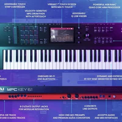 Akai MPC Key 61 Standalone Workstation Synthesizer 2022 - Present - Black image 14