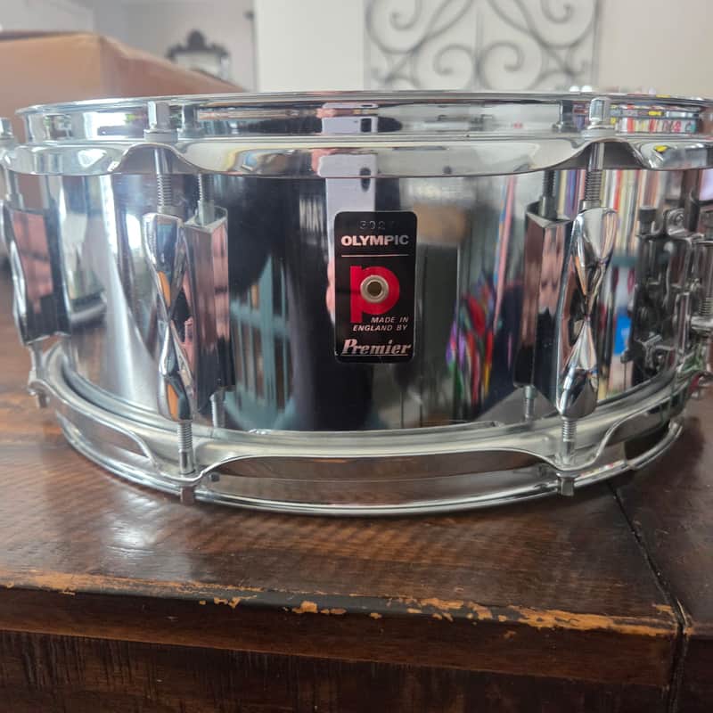 Premier Olympic Snare Drum 1970's Snare Drum 5.5" x 14" Chrome over Steel image 1