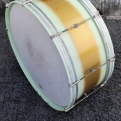 30's Ludwig Mint/Gold Duco 2PC (26"x10" BD + 15"x12" Brass Tube Lug FT) Drum Set image 13