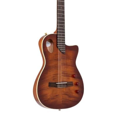 Angel Lopez Hybrid Nylon Acoustic Electric Guitar Tobacco Sunburst SHERRY CE TB image 1