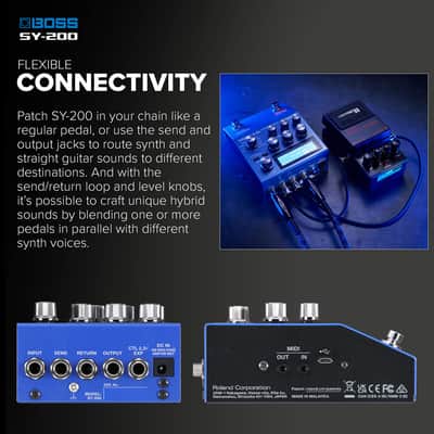 BOSS SY-200 SYNTHESIZER EFFECTS PEDAL – Advanced BOSS Polyphonic Guitar Synth Technology in a Streamlined 200 Series Pedal for any Guitar or Bass – Full MIDI I/O – 128 Memories – 171 Synth Sounds image 3