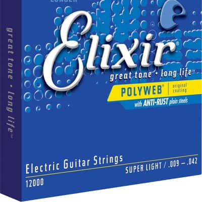 Elixir 12000 Polyweb Super Light Coated Nickel Electric Guitar Strings, 9-42 image 2