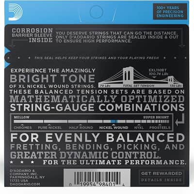 D'Addario EXL110BT Nickel Wound Electric Guitar Strings, Balanced Tension, Regular Light, 10-46 image 4