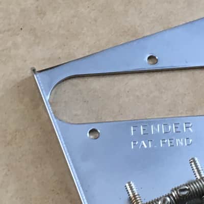 Vintage 50s Reissue Fender Pat. Pend. USA Lightly Aged Tele Ashtray Bridge Relic 3 Threaded Saddles image 8