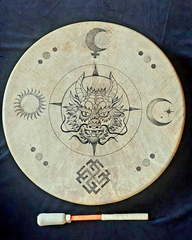 Handcrafted / custom 50cm Shamanic Frame Drum - Izabela Oldak 2020 - Natural / Deer hide image 1