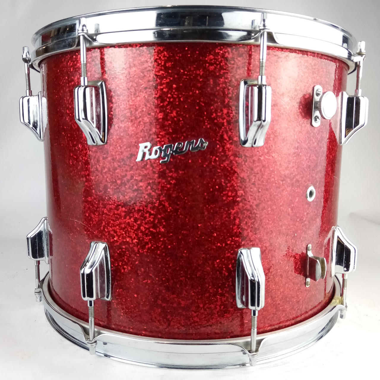 Rogers 12x15"Dayton Tenor Rack Tom Drum Powertone Red Glass Glitter/Sparkle Gray — main photograph