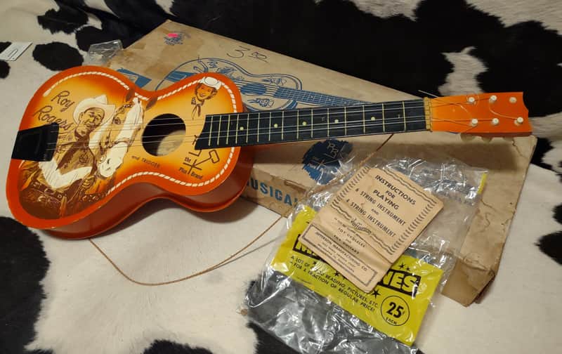 1950s Jefferson Toy Company "ROY ROGERS" Child's Toy Guitar Western TV Theme w/Original Box and Manual image 1
