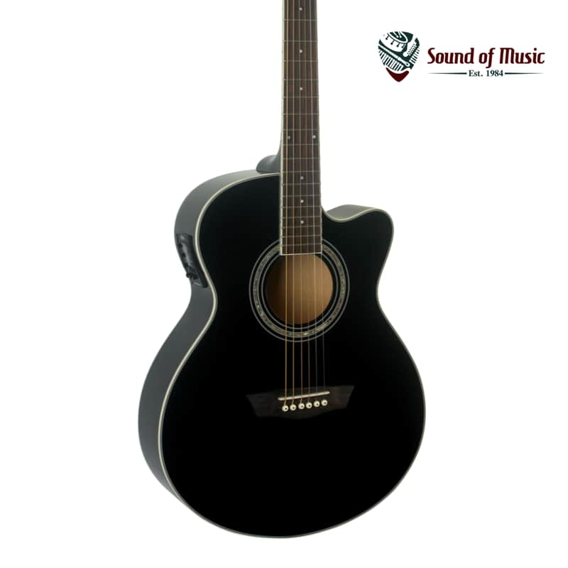 Washburn EA12 Mini Jumbo Acoustic-Electric Guitar - Black image 1