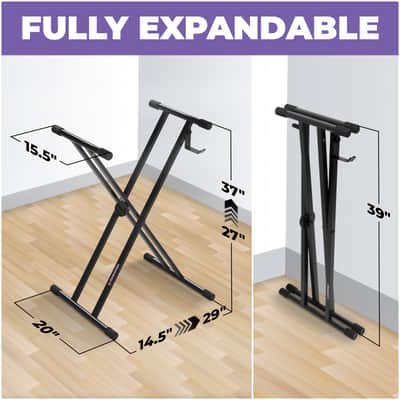 Liquid Stands X-Style Adjustable Double Braced Foldable Keyboard Stand - Fits 54 61 88 Key Electric Pianos image 2