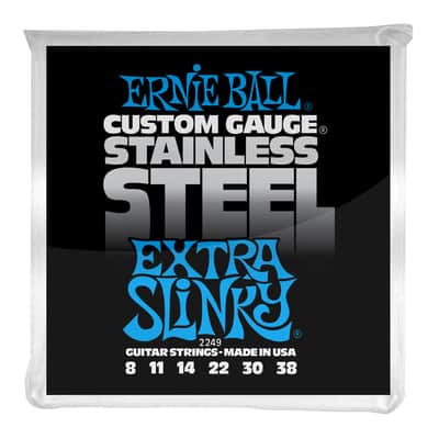 Ernie Ball Extra Slinky Stainless Steel Wound Electric Guitar Strings 8-38