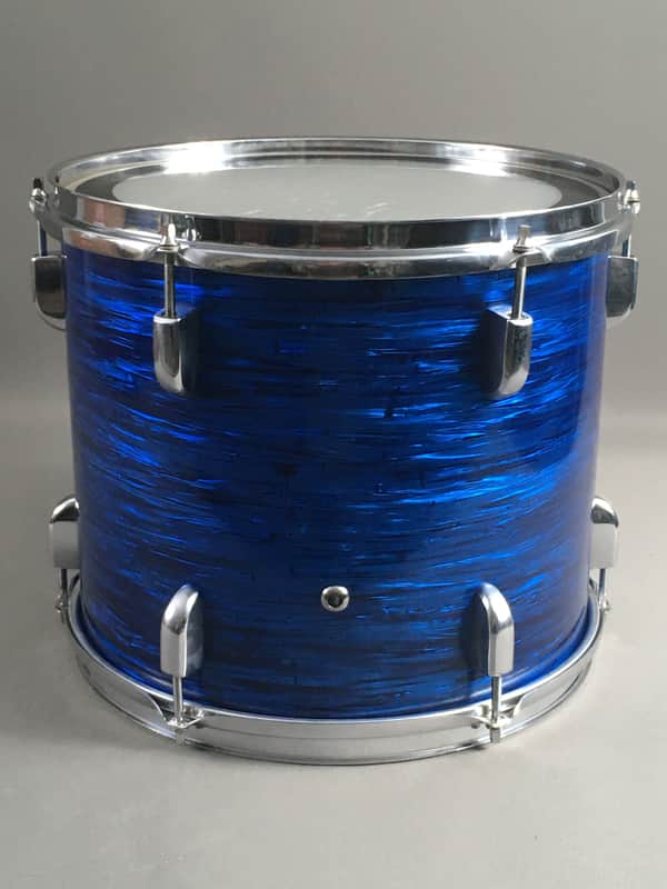 Custom Built Vintage 11x13” Power Tom Drum New Blue Oyster Pearl Wrap Chrome Lugs Aquarian Restored in USA image 1