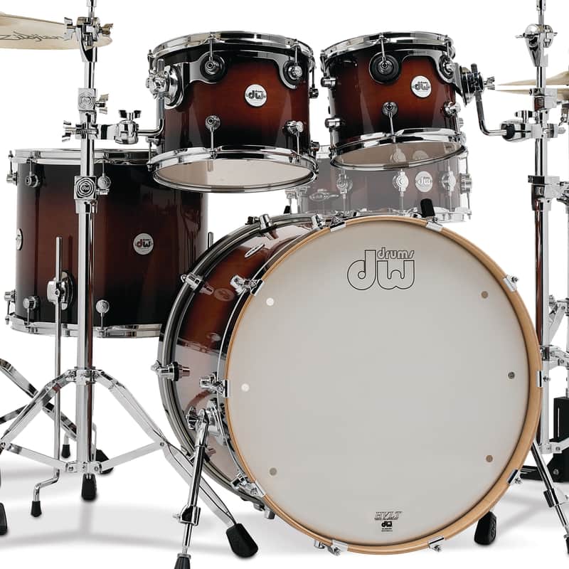 DW Design Series 8x10/9x12/14x16/18x22" 4pc Shell Pack , Tobacco Burst Gloss Lacquer image 1