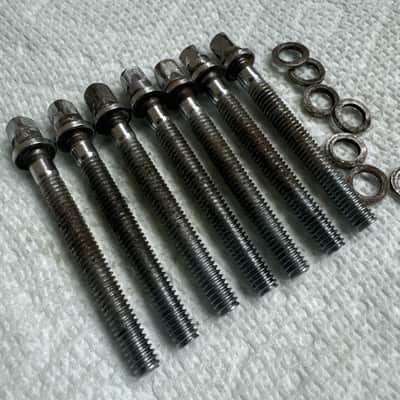 Rogers Lot of 7 Vintage 2” Tom Snare Drum Tension Rods + Washers 70s - Chrome image 2