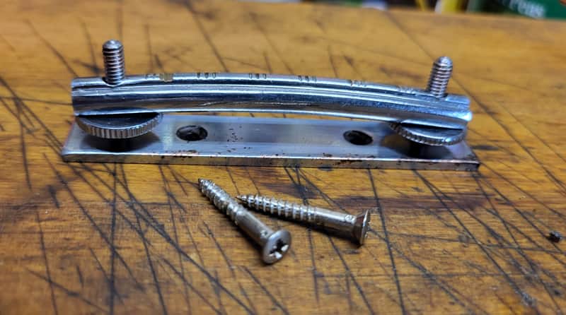 Vintage 1960's Zenon Teisco Guyatone Kawai Japan Electric Guitar Metal Adjustable Bridge and Installation Screws Luthier Parts #3 image 1
