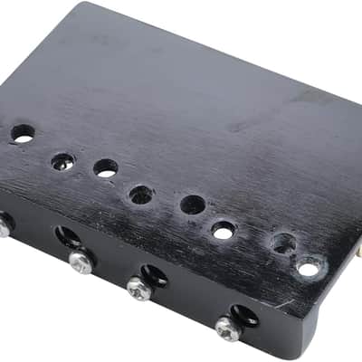 Black Electric Bass Guitar Bridge with Brass Saddles Zinc Alloy Plate 4 String Fixed Bridge Compatible with Fender Jazz Precision Bass Bridge Replacement Parts image 4