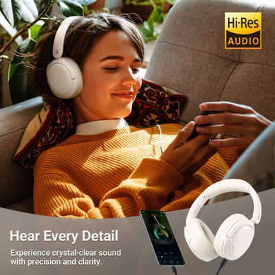 Immagine Edifier V80 Hybrid Active Noise Cancelling Bluetooth Headphones, Ivory - 2