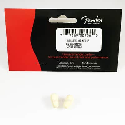 Genuine Fender Aged White Plastic Strat Guitar Pickup Switch Tips Knobs - 2 Pack