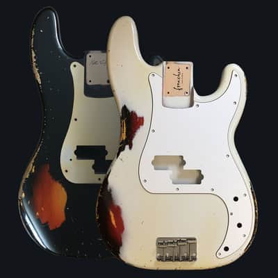 Made to Order - FRANCHIN Jupiter bass body Relic Aged 100% Nitro Lacquer COLOR OVER COLOR (Sunburst/ Black/ White/ Blue/ Green/ Yellow/ Red/ Pink/ Burgundy/ Purple/ Gold/ Silver, etc.) Basswood Poplar Precision-Bass Style Made in Italy image 1