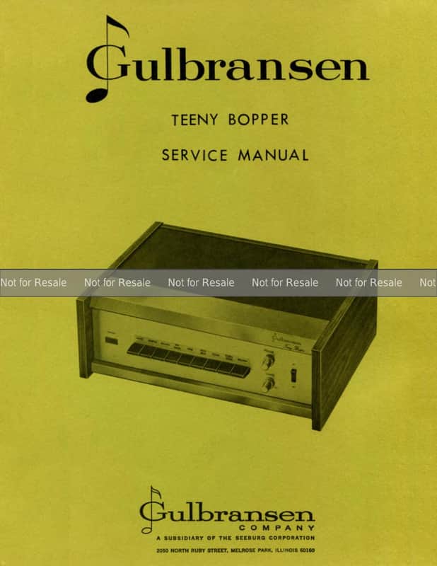 Gulbransen Teeny Bopper Service Manual image 1