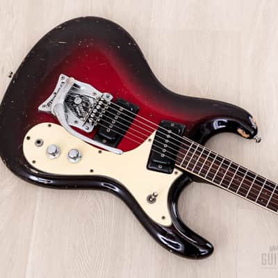 1964 Mosrite Ventures Model Vintage Guitar Red Sunburst w/ Vibramute, Case image 9