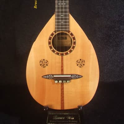 Handmade Bowl Back Style Baritone Ukulele, Curved Head, Solid Spruce, Classic Pattern MOP Inlay, Soft-bag Bruce Wei UBB19-007 image 4