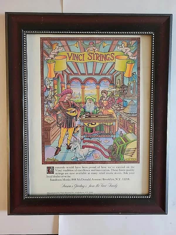 1975 Vinci Strings Color Promotional Ad Framed Original image 1