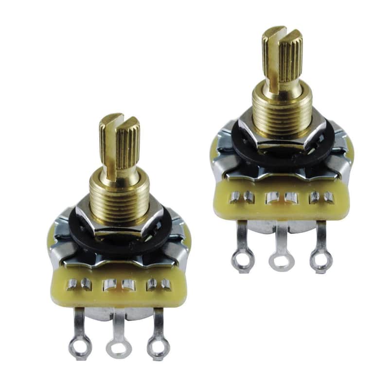 2 x 500K Linear Taper CTS Pot, Linear, Knurled Shaft for Gibson Les Paul®, Standard ⅜" Bushing image 1