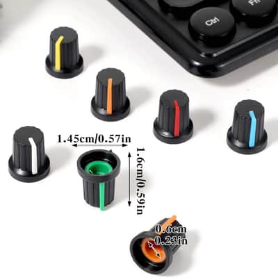 30 Pcs 6mm Knurled Shaft Potentiometer Knob, 6 Colors Potentiometer Control Knobs, Plastic Guitar Volume Tone Rotary Knob for Electric Guitar Volume Tone Knobs, Amplifier amp Volume Control image 2