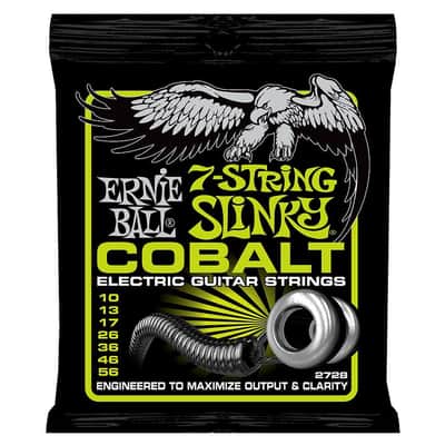Ernie Ball 2728 Cobalt 7-String Regular Slinky Strings, .010 - .056