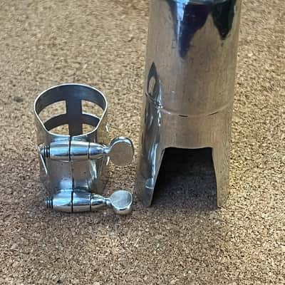 Vintage Selmer ‘404’ metal tenor saxophone ligature and mouthpiece cap set image 3