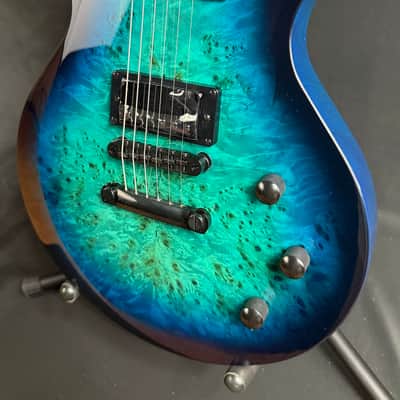Schecter Solo-II Standard Electric Guitar Ocean Blue Burst Burl Finish image 4