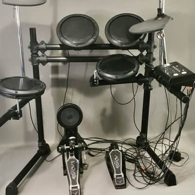 7-Piece Full Electronic Drum Kit Model E-ED001 2010 Black Rack + Cymbals Pedals Cables AC Adapter + Bonus Drum Stool image 7