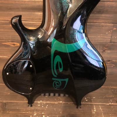 LeFay Pangton 6 string bass guitar headless Translucent Black Green Blue Metalflake Le Fay image 4