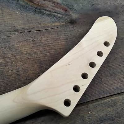 24 SHARK FIN BANANA NECK MAPLE GUITAR NECK WITH FLOYD ROSE NUT INSTALLED DIY NECK image 9