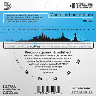 D'Addario EFT16 Flat Tops Phosphor Bronze Acoustic Guitar Strings, Light, 12-53 image 2