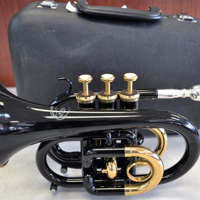Jupiter JPT-416 Pocket Trumpet (Black Lacquer) with Mouthpiece and Carry Case image 1