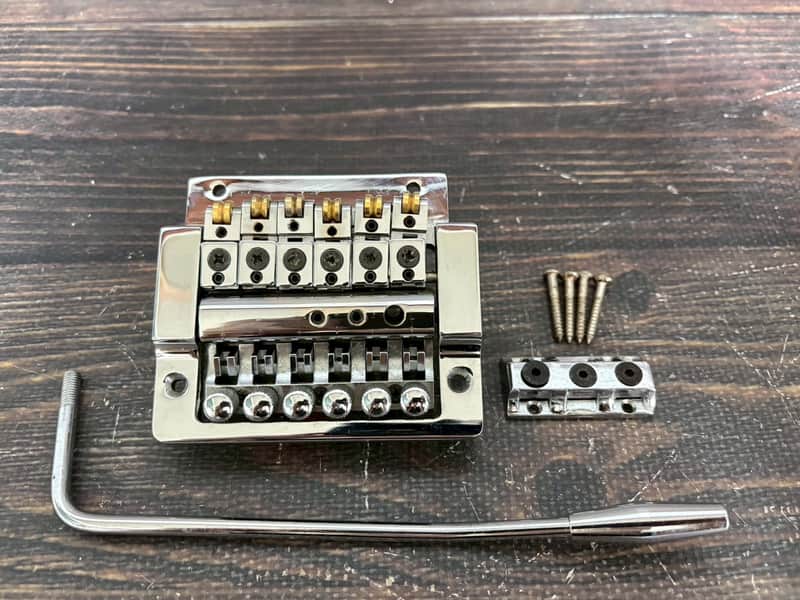 80s Kahler 2300 Type Tremolo Bridge Chrome No Logo w/ Nut Arm Bar image 1